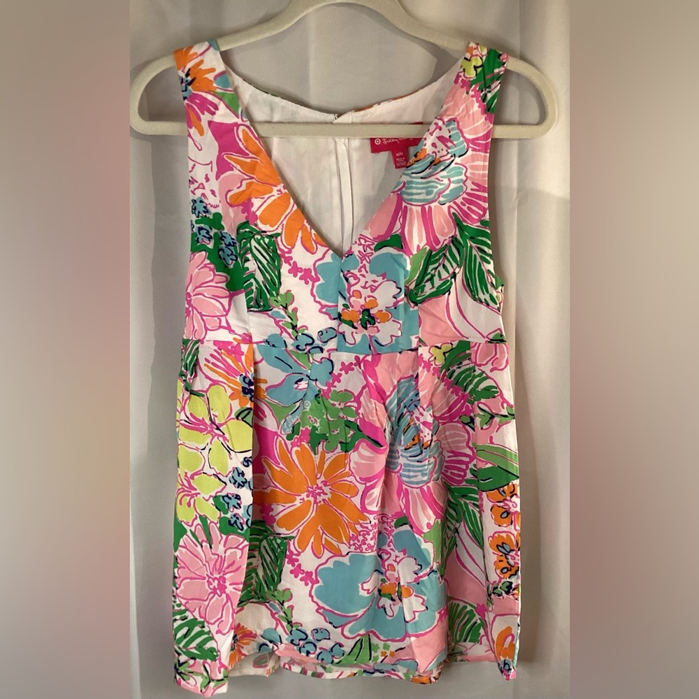 Lilly Pulitzer for Target Zip Floral Top, EUC, Size Medium